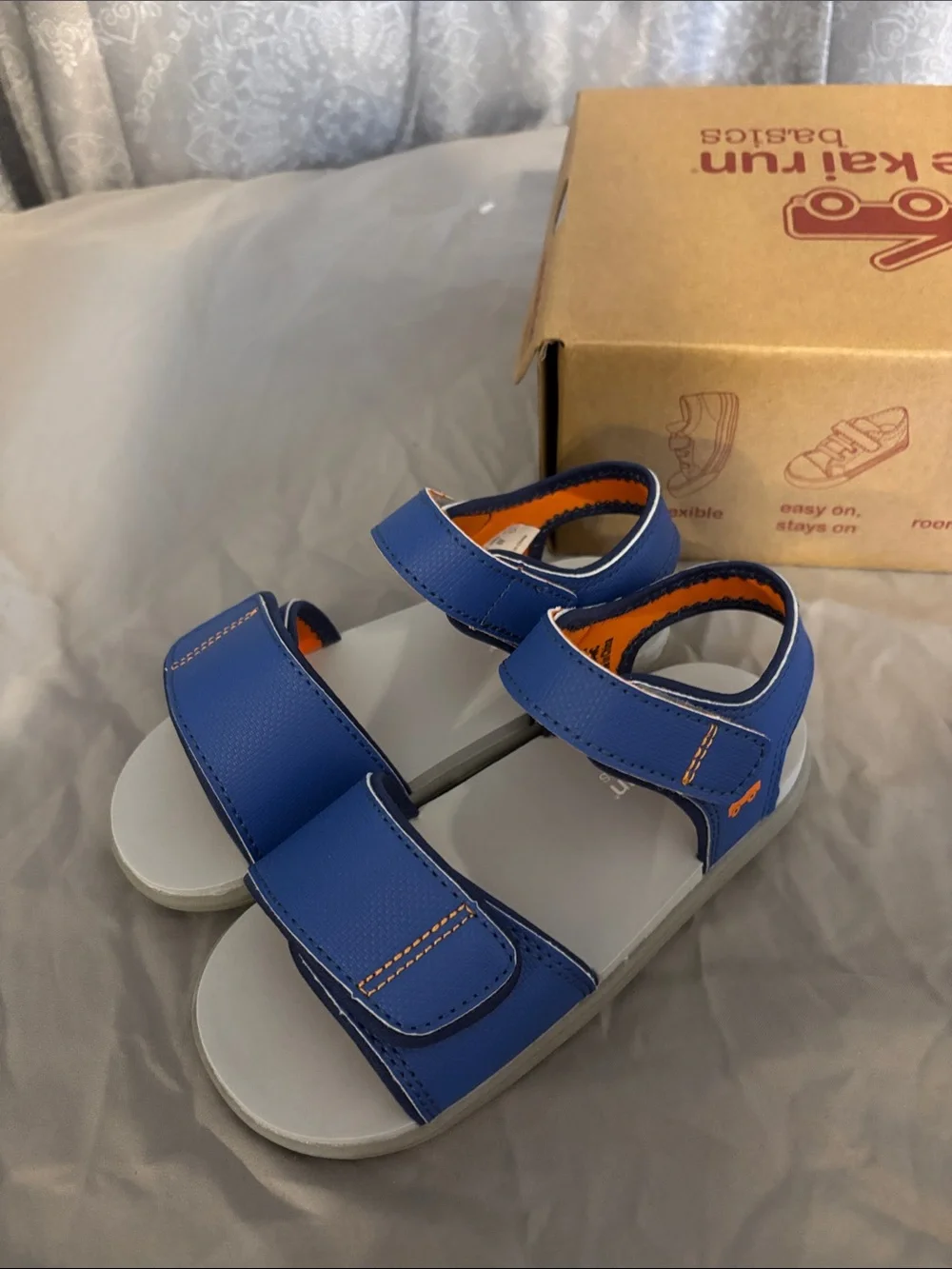 See Kai Run Blue and Orange Kids' Sandals with velcro Straps